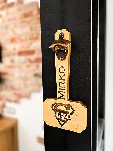 Flaschenöffner Mjölnir wie der Hammer von Thor, Flaschenöffner Holz mit Magnet, Wandflaschenöffner, Geschenk Papa, Vatertag Geschenkidee Mann