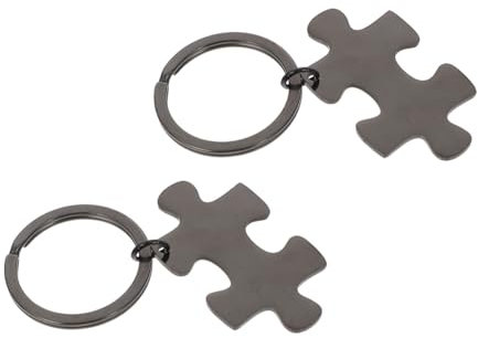 ABOOFAN De Couples 2 Pièces Pièce Porte-clés Couple Puzzle Porte-clés Pour Scie Sauteuse Bijoux De Couple De Saint Valentin Homme Acier Inoxydable Rougir Vide Énigmes