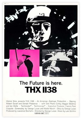 ZOLULA THX 1138 – Filmposter auf Leinwand, Poster, Wandkunst, Dekor, Bild, Gemälde für Wohnzimmer, Schlafzimmer, Dekoration, ungerahmt, 40 x 60 cm