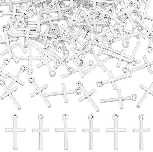 UNICRAFTALE 100 Stk Kreuz Charms Tibetischen Stil Kreuz Anhänger Legierungs Charms Metall Anhänger Antik Silber Kleine Punk Charms Für Schmuckherstellung Bastel Zubehör Für DIY Halsketten Armbänder