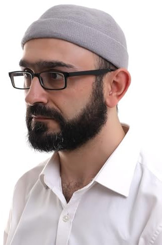 ihvan online Türkische muslimische Wintermütze aus Samt mit aufrollbarem Rand für Herren, Taqiya, Takke, Peci, islamische Mützen, islamische Geschenke, Grau offen, Einheitsgröße