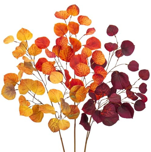 Arborus Äste und Zweige Deko 3 Stück Künstliche Herbstzweige Herbst Deko 76 cm Künstliche Espenzweige Künstliche Äste mit Herbstblätter Dekozweige für Vase Herbst Ästhetic Deko für Zimmer Tisch Deko