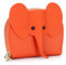 MADALO Porte-cartes de crédit en forme d'éléphant en cuir véritable de luxe avec fermeture éclair pour femme, taille compacte, mini porte-monnaie, Orange, Minimaliste