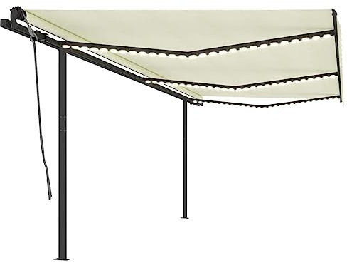 Tidyard Automatische Markise mit LED & Windsensor 6x3,5 m Cremeweiß