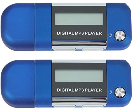 Oikabio 2 lecteurs MP3 4 Go U Disk Music Player Prend en charge les piles AAA remplaçables, enregistrement (bleu)