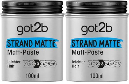 got2b Strand Matte Matt-Paste (100 ml), Styling Paste für matte Surfer Looks, zum Strubbeln, Texturieren oder Zähmen ohne Verkleben, leichter Halt (Packung mit 2)
