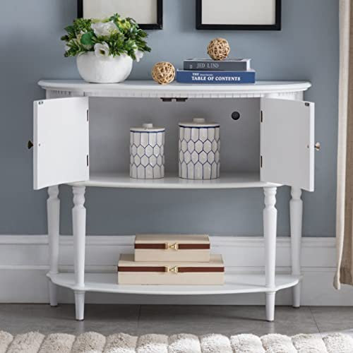 Consolle,Consolle in Legno con Doppie Ante,Tavolo da Ingresso a Forma di Mezzaluna,Tavolino da Divano Stretto per Soggiorno,Ingresso,Corridoio (Colore: Bianco,Dimensioni: 97x38x81 cm)