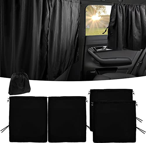 Car Divider Privacy Curtains Universal Car Seat Partition Curtain Cars Side Window Sunshades Sun Shade Covers Van Cabin Privacy Curtains Blackout Shades Cars Camping (2pcs+Partition Curtain)