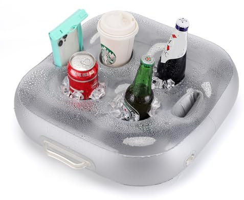 Aufblasbarer schwimmender Pool Getränkehalter mit,Großes Fassungsvermögen - Ideal für Pool, Party, Strand und Whirlpool,6 Löchern