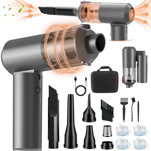 Handheld Cordless Car Vacuum Cleaner, 15000Pa Small HandHeld Vacuums Cleaners, Strong Suction Blower Powerful Folding Portable Wireless Hend Held Vacuu m, Mini Vacuum for Car/Pet/Bed/Keyboard,Grey