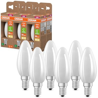 Osram LED Superstar Classic LED-Lampe B 40 in klassischer Minikerzenform aus gefrostetem Glas, 2.2 W, 470 lm, E14 Fassung, warmweißes Licht mit 2700 K, EEK A, 35 mm DM,6-Pack