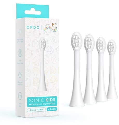 Ordo Sonic Kids Tooth Brush Heads Replacements for Squishmallows Electric Toothnrush, Soft Bristles, Pack of 2, Gift for Children Aged 4 and Up, White