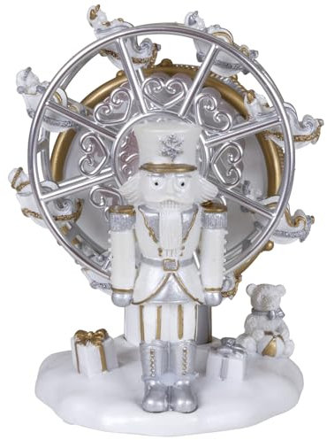 Christmas Paradise mechanische aufziehbare Spieluhr Nussknacker mit Riesenrad 14cm Weihnachtsdeko weiß