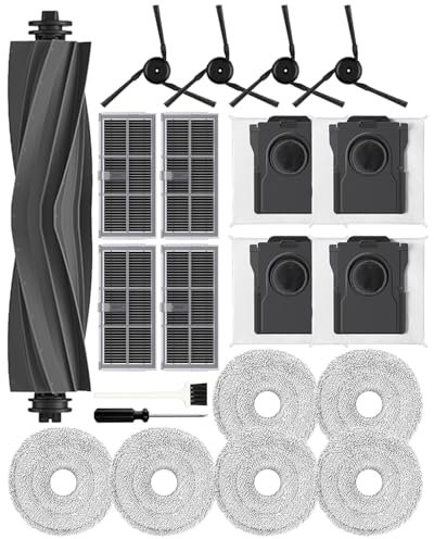 Yivy 21 accesorios para Dreame X40 Ultra/L40 Ultra /X40 Master/Mova P50 Pro Ultra, pieza de repuesto para robot aspiradora, 1 cepillo principal, 4 filtros de carbón activo, 4 bolsas de polvo de carbón