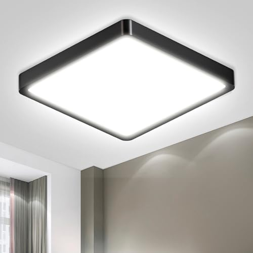 LQWELL® Deckenleuchte LED Deckenlampe, IP44 Wasserfest Badlampe Quadrat Flach 23W 6000K 2600LM Modern Schlicht Lampe Dünn für Wohnzimmer Badezimmer Schlafzimmer Küche Balkon Keller Büro, 300 * 25mm