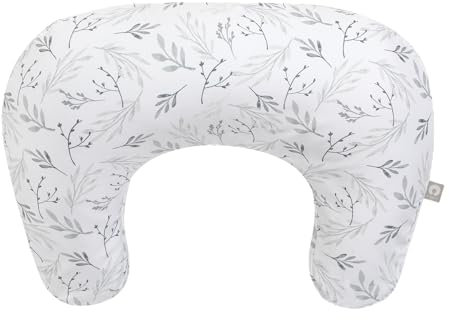 Boppy Stillkissen - Graue sanfte Blätter - größeres, festeres, stützendes Kissen zum Stillen & Flaschenfüttern - Festere Füllung, höhere Hebung, größere Fläche als das Original-Stillkissen