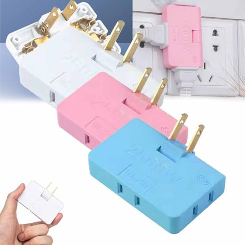 Suzcan Rotatable Socket Converter, 3 Way Rotatable Socket Converter, Flat Wall Outlet Extender 180 Degree Portable Swivel Wall Tap Plug, Portable Outlet for Home and Trave (3pcs-mix)
