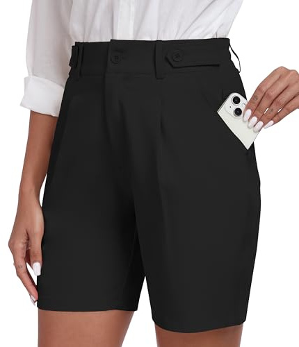 MoFiz Kurze Hose Damen Bermuda Shorts Elegante Arbeit Business Büro Anzughosen Kurz Golf Outdoor Shorts mit 4 Taschen