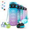 tella 500ml, Reutilizable con Pajita, Botella Agua, Cantimplora Infantil, Fácil de Limpiar, Botella Agua Deportiva, Marca de Tiempo, Café, Jugo, Azul-púrpura