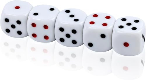QUTHZZHY 5 Große Würfel Senioren, 30mm Weiße Augenwürfel, 6-Seitiges Acryl Würfel Set mit abgerundeten Ecken, Spielwürfel für Brettspiele,D6 Standard Würfel für Poker,Spiel Party Teaching