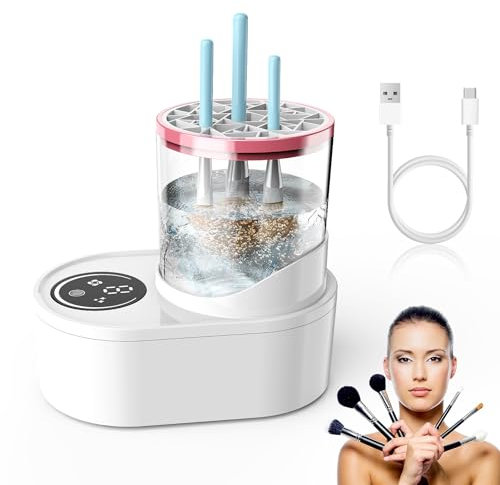 Gerbala Nettoyeur Pinceau Maquillage, 2-in-1 Lave Pinceaux Maquillage Électrique, Portable Automatique, Alimenté par USB, Nettoyage Efficace, pour Pinceaux Cosmétiques de Toutes Tailles