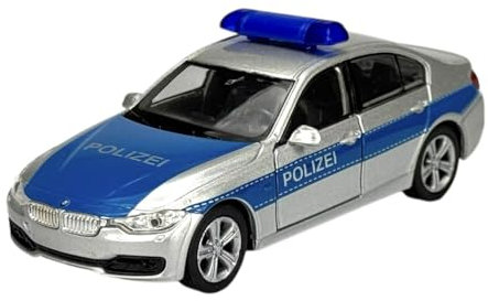 Welly Modell Auto Kompatibel mit BMW 3er F30 335i Limousine Polizei Silber 2011-2019 ca 1/34-1/39 Metal Modell Auto Die Cast Neu im Kasten