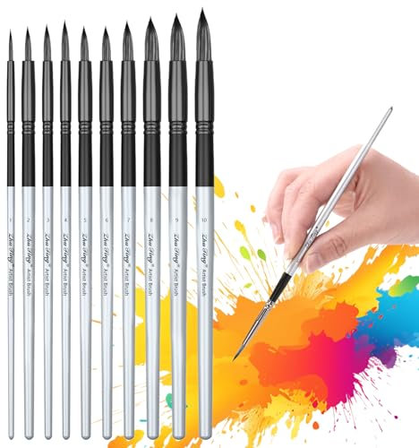 ASIRYVA 10 Pcs Watercolour Paint Brushes, for Acrylic, Ink, Detail, Rock, Oil & Watercolor Paintingpaint by numbers brushes