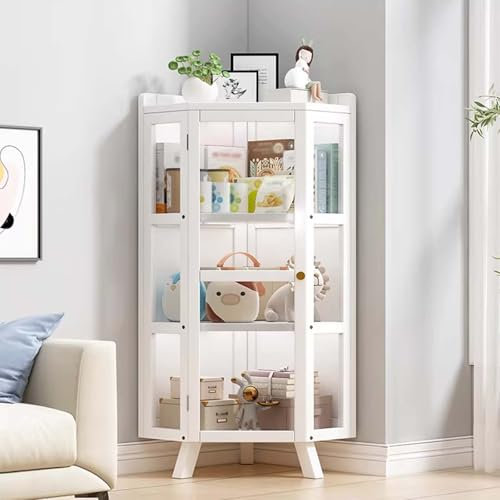 Vetrina Angolare, Trasparente Armadio di Stoccaggio con Porta in Acrilico, Vetrine Moderna per Soggiorno Camera da Letto Studio Cucina, Antipolvere