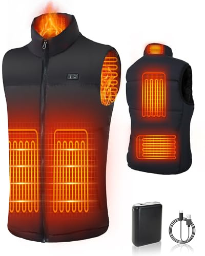 Mincoo Gilet Riscaldato Donna Uomo con Powerbank 18400mAh, Gilet Termico Elettrico 7.4V con 3 Livelli di Calore e 5 Zone Riscaldanti – Extra Caldo per Inverno, Lavoro, Sci e Attività Outdoor