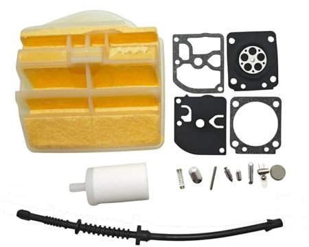 UYTGFO Compatible con Husqvarna 445, 445E, 450, 450E, filtro de aire y combustible, repuesto de motosierra, kit de reparación y reconstrucción de carburador.
