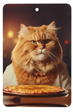 Phayah Lufterfrischer, Motiv: Katze isst, Pizza-Muster, Lavendelduft, rechteckig, zum Aufhängen, Duftkarte, 6 Stück, für Autos, Schrank, Schublade