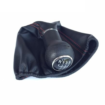 Schaltmanschette Für VW Für Golf 3 Für Jetta MK3 Für LUPO 6X1 Für POLO Für HATCHBACK 5/6-Gang-Schaltknaufhebelmanschetten-Kofferraumabdeckung Auto Schalthebel(6 Speed Red Wire)