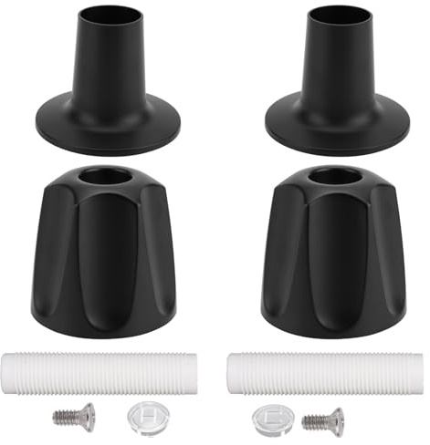 Penitue 2pcs Shower Knobs Replacement Kit, Matte Black Shower Knobs Include Base Connectors Screws Bathtub Faucet Handle Remodel Trim Kit Compatible with Pfister Verve