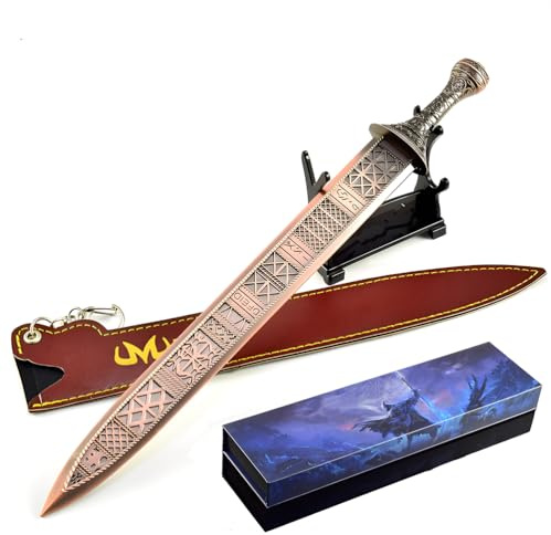 Huadafun Eldens Rings Regalia of Eochaid Vollmetall Schwert Nachbildung 30 cm – Gamer Sammlerstück, Shadow of The Erdtree Gaming Room Dekor Geschenk für Fans & Sammler