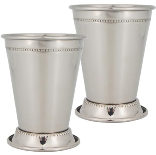 Odoukey 2 Stück 12 oz Mint Julep Cups Edelstahlbecher, leicht waschbar für Pferderennen-Partyzubehör