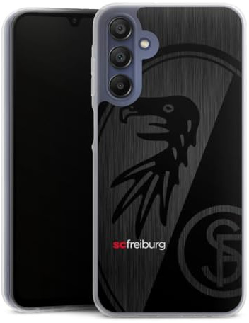 Silikon Hülle kompatibel mit Samsung Galaxy A15 Case transparent Handyhülle SC Freiburg Offizielles Lizenzprodukt Metallic Look