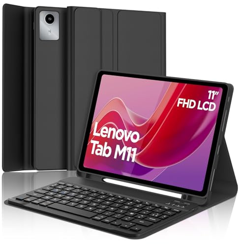 Occtingkind Coque Clavier pour Lenovo Tab M11 11 Pouces, AZERTY Français Housse Clavier Bluetooth Magnétique Détachable avec Porte Crayon pour Tablette Lenovo Tab M11 11 2024 (TB330FU/TB330XU), Noir
