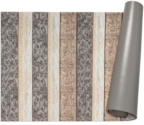 ANRO Küchenläufer Teppich Läufer Flur Küchenteppich rutschfest Küchenmatte PVC abwaschbar Flurläufer pflegeleicht Holz 300 x 67 cm