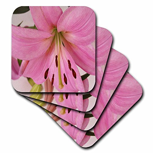 3dRose Orientalische Lilie – Keramikfliesen-Untersetzer, 4er-Set (CST_29196_3)