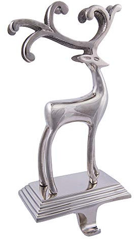 Kurt Adler Silberner Weihnachtsstrumpf-Halter, Rentier, 25,4 cm