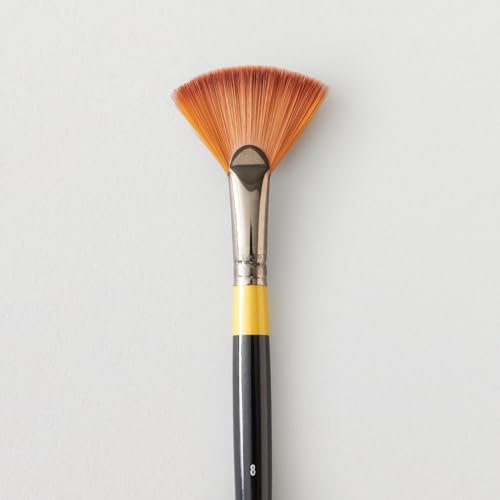Daler-Rowney System3 Acrylic Brush, Stiff Synthetic Hair, Long Handle, Fan, 8