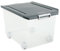 TATAY Multipurpose storage box with lid, 60L capacity, with wheels, BPA-free polypropylene plastic, transparent with grey lid. Sizes40x56,5x36,2 cm