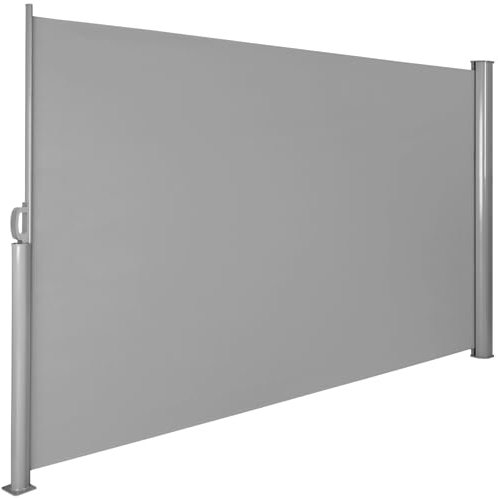 tectake® Toldo Lateral Retráctil, Separador de Ambientes Exterior, Tela Toldo Impermeable 240g/m², Protección Solar, Viento, Privacidad, Toldos Exterior Terraza, Biombo Exterior - 160x300cm Gris