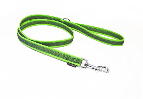 Mystique® Gummierte Leine 20mm mit Handschlaufe Standard Karabiner neon grün 1m