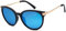 styleBREAKER Damen Sonnenbrille in Katzenaugen Cat-Eye Form, Kunststoff Vollrand Gestell und Metall Bügel 09020073, Farbe:Gestell Schwarz-Gold/Glas Blau verspiegelt
