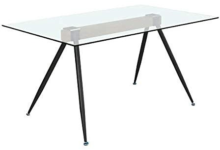 MerkaHome - Mesa de Comedor de Cristal Templado y Patas Negras de 140x90 cm Laura