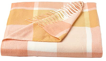 Lavish Home Collection Weiche Decke, Übergröße, luxuriös flauschig, Vintage-Look und Kaschmir-ähnliches gewebtes Acryl, stilvolle Überwürfe, Wüsten-Blush Plaid