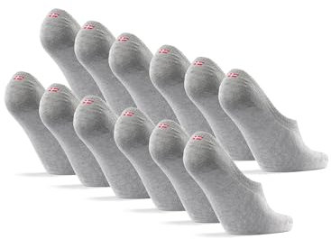 DANISH ENDURANCE Chaussettes Invisibles Basses en Coton, Patin Antidérapant, Femme Homme, 6 Paires, Gris, 43-47