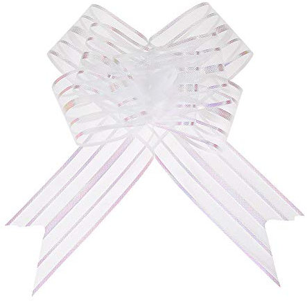 lovingmona 20 Packs Ribbon Bows Large Pull Bows for Gift Wrapping Organza Ribbon Bow for Wedding Car Decoration Flower Present Birthday Party Gift Present Ties Decoration (White)