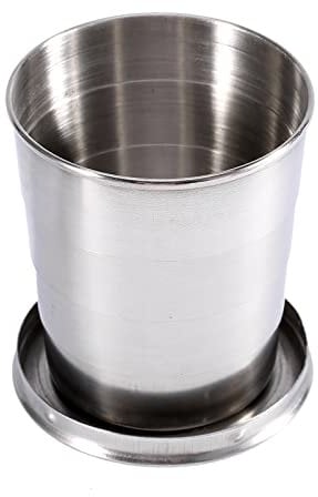 Tnfeeon Taza Plegable de Viaje de Acero Inoxidable, 3 Tamaños, con Llavero, para Camping y Senderismo